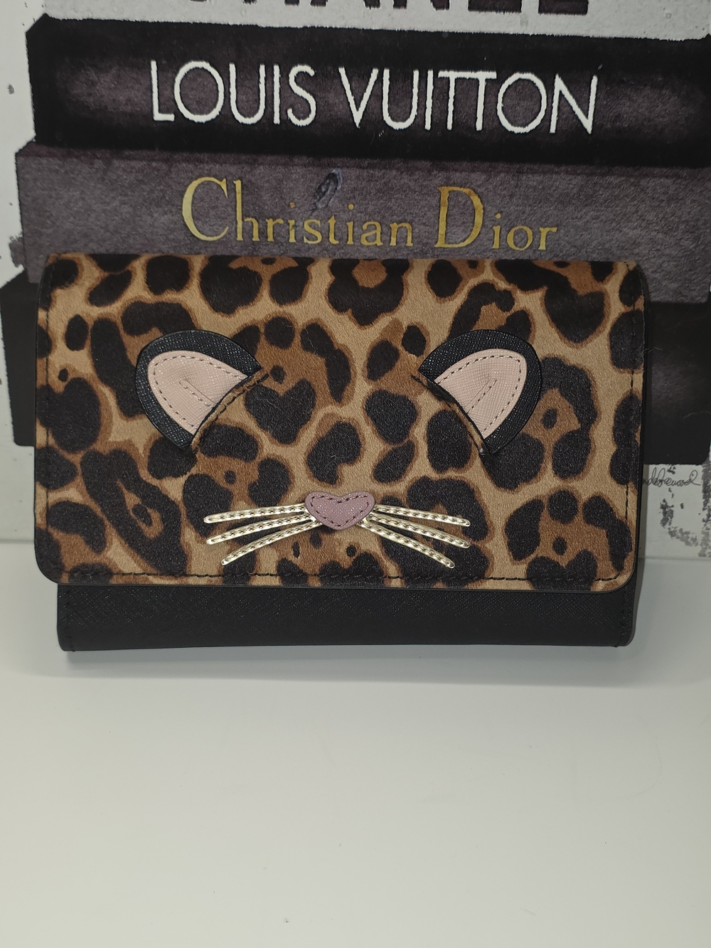 kate spade Leopard Print Cat-Appliqué Convertable Crossbody - Brown, Black, Pink